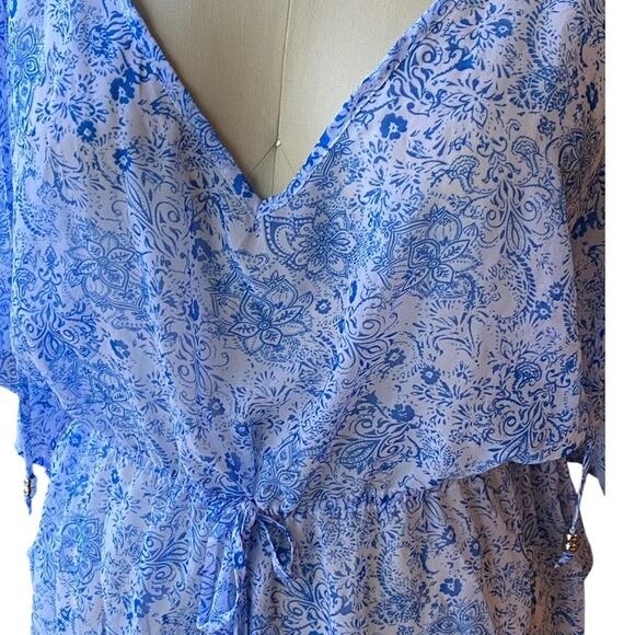 NWT ~ TIME and TRU Ruffle Hem Caftan Tie Front Chiffon Swimsuit Coverup ~ XL - Picture 5 of 7